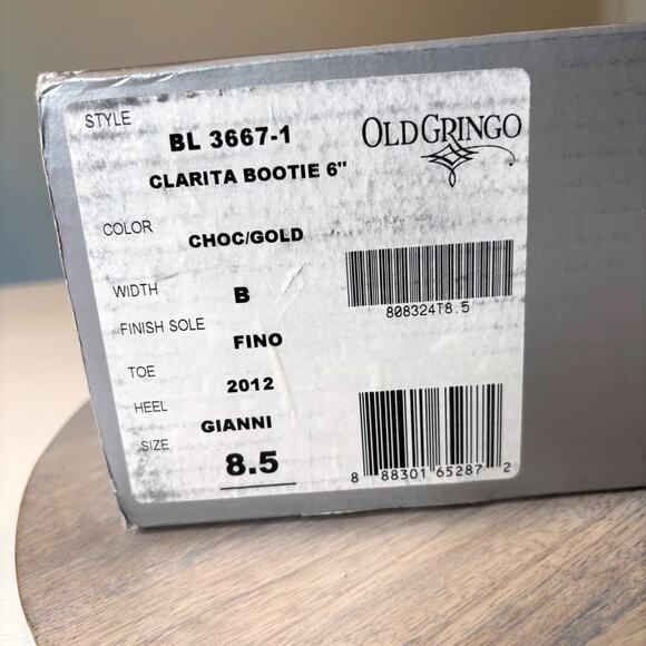 Rare Old Gringo Clarita Bootie 6” BL3667-1 Choc Gold Women’s Size 8.5 Leather - Picture 9 of 13